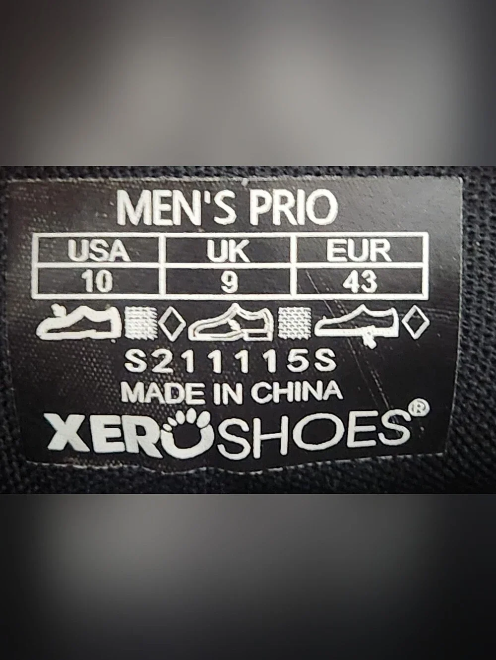 XERO SHOES Prio Minimalist Running Sneakers Black Men's Size 10
